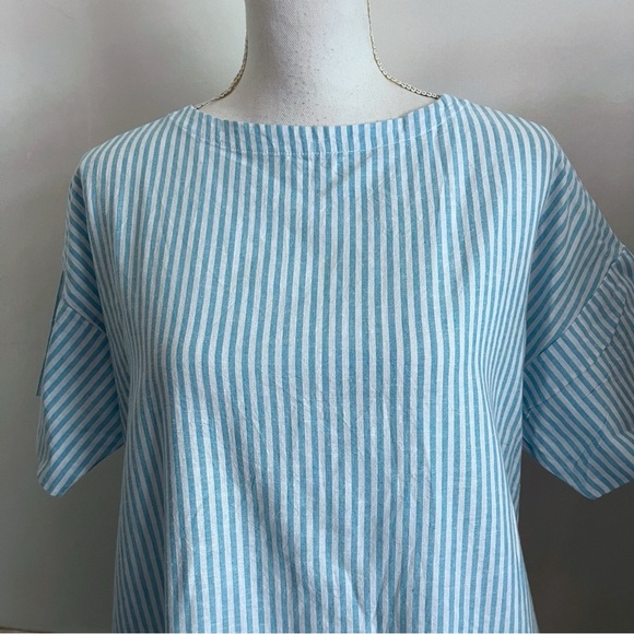 La Relaxed • NWT Blue and White Striped Short Sleeve Dress - Picture 2 of 6